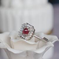 CZ Halo Natural Red Spinel Ring Jedi Spinel 925 Sterling Silver Ring for Women Anniversary Gift Birthday Gift(see description)  US 6 - Thumbnail 4