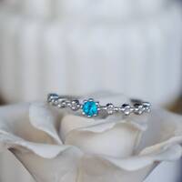 Only 1pcs- Exquisite Paraiba Color Natural Apatite Ring 925 Sterling Silver Ring Great Gift for Girls US size 6.5 or 6 1/2 - Thumbnail 1