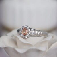 Mini Size Natural Orange Sapphire Ring 925 Sterling Silver Ring Gift for Girl Ring for Women US size 6 Pinky Ring - Thumbnail 1