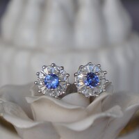 Super Sparkling Natural Tanzanite Trillion Earstuds 925 Sterling Silver Stud Earrings Gift for girlfriend for Birthday - Thumbnail 3