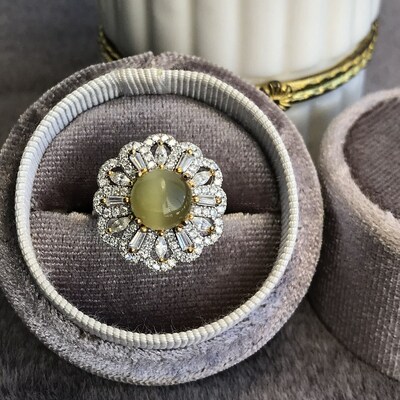 On sale: natural actinolite cat's eye ring 8mm round actinolite cab 925 sterling silver ring anniversary gift ring for women us size 6