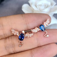 Little Devils- Natural Blue Kyanite Earstuds 925 Sterling Silver Stud Earrings plated in Pink Gold - Thumbnail 6