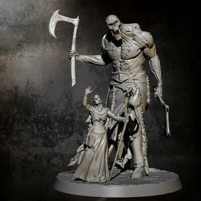 1/24 85mm Resin Model Kit Necromancer and Giant Undead Monster Unpainted