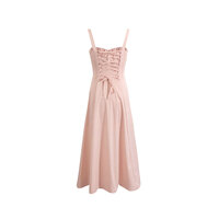 Simple and elegant fishbone suspender dress with large skirt - Thumbnail 2
