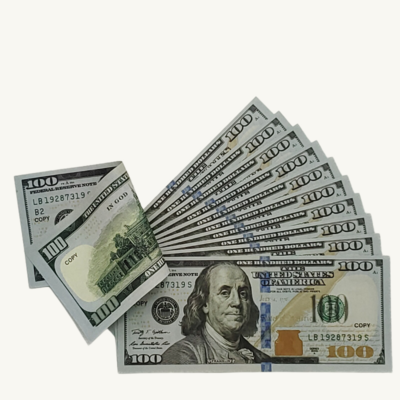 Prop money 200 Pieces $100 Fake bills Full print, Double sided movie money for movie play dollar education,play money,game, gift