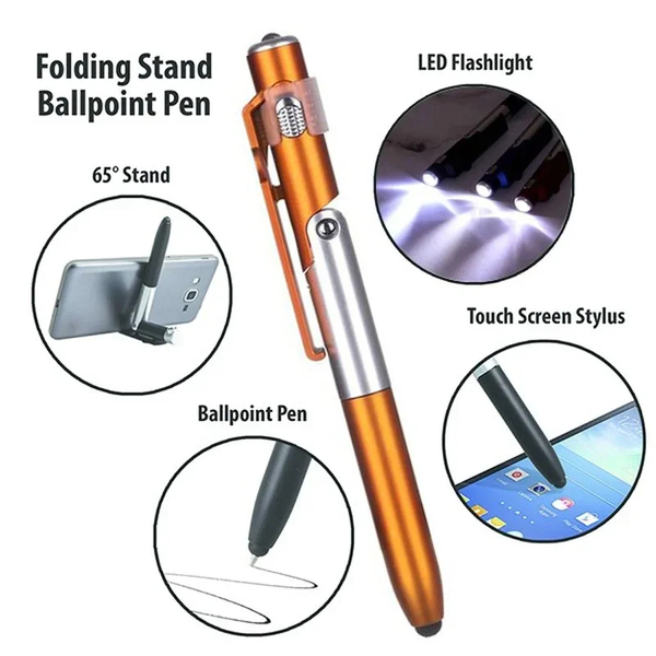 4 In 1 Multifunction Ballpoint Pen with LED Light Fold Phone 