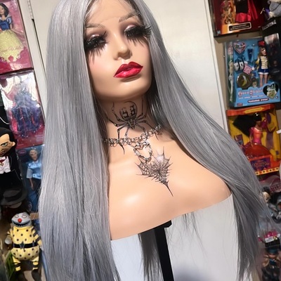 Silver grey lace frontal synthetic wig