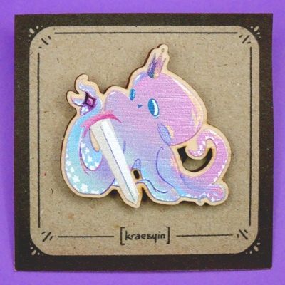 Octopus prince wooden pin