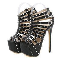 Rivet Hollow 16cm High Heel Sandals - Thumbnail 1