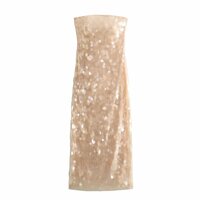 One-shoulder sequined slim-fit tube top dress - Thumbnail 1