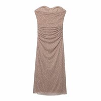 Elegant Tulle Printed Bandeau Dress - Thumbnail 1
