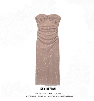 Elegant Tulle Printed Bandeau Dress