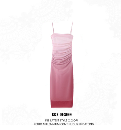 Elegant Tulle Print Slip Dress