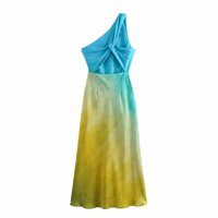 Temperamental and mature silk satin tie-dye dress - Thumbnail 1