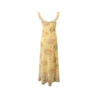 Deep V-neck ruffled chest tie slim waist beach holiday long dress - Thumbnail 1