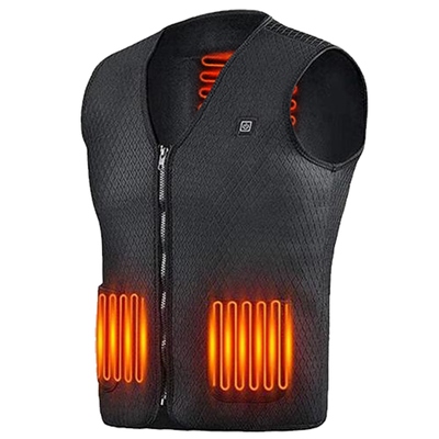 Heat jacket vest 3 heating gear adjustable usb heated vest warm heat coat vest w/ 5 heating zones for men women winter outdoor activity-black-large