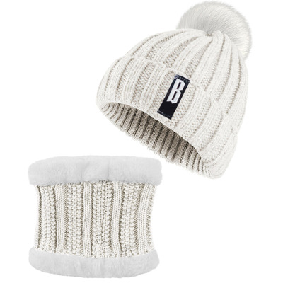 Winter Beanie Hat Scarf Set Women Warm Knitting Skull Cap Neck Warmer for Walking Running Hiking Camping Outdoors Gift-Cream