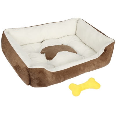 Pet Dog Bed Soft Warm Fleece Puppy Cat Bed Dog Cozy Nest Sofa Bed Cushion Mat For S/M Dog-Brown