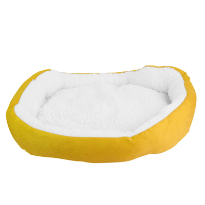 Pet Dog Bed Soft Warm Fleece Puppy Cat Bed Dog Cozy Nest Sofa Bed Cushion For S/M Dog-Yellow