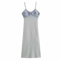 Street Fashion Spliced ​​Midi Sling Dress - Thumbnail 2