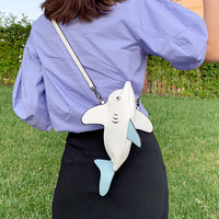 Cute Cartoon Shark One-Shoulder Female Funny Messenger Bag - Thumbnail 4