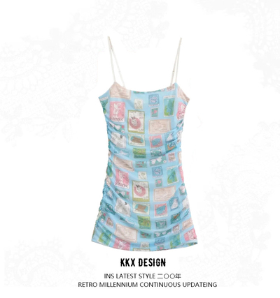 Cute cartoon print slim sexy hip skirt