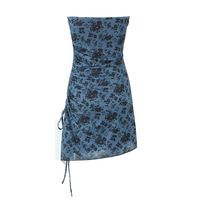 Side drawstring pleated tie irregular hip skirt - Thumbnail 1