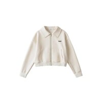 Short Zipper Sweater Jacket Women's Lapel Letter Embroidery Loose Casual Cardigan - Thumbnail 2