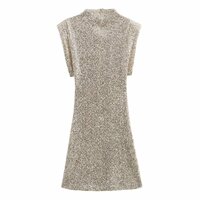 Temperament light mature padded shoulder sequin slim fit sexy dress - Thumbnail 1