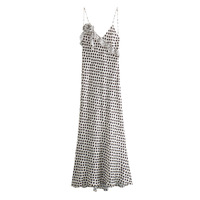 Polka dot layered satin dress - Thumbnail 2