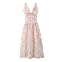 V-neck herringbone suspender midi dress - Thumbnail 2