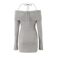 Off-the-shoulder long-sleeved mini dress - Thumbnail 1