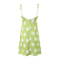 Large Polka Dot Print Suspender Dress European and American Style Sexy Backless Slim Mini Dress - Thumbnail 1