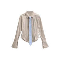 Vintage Lapel Tie Striped Shirt - Thumbnail 2