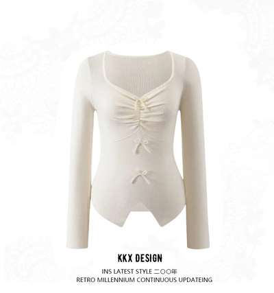 V-neck design irregular slim fit sweater