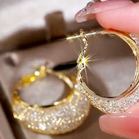  Luxury Exquisite Party Engagement Wedding Dangle Earrings Fashion Gold Color Metal Hollow Mesh Earrings for Women - Thumbnail 3