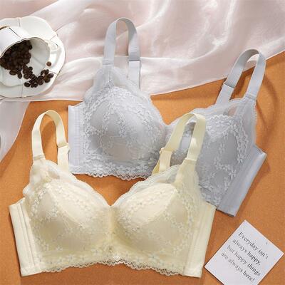  Ultra Thick Bra,Small Chest Gathered Underwear for Women,  Adjustable Collar, No Steel Rim, Lace,Thickened and Enlarged,