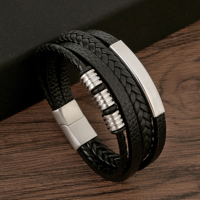  New Style Men's Leather Bracelet Hand-woven Multi-layer Combination Accessory Fashion Man Jewelry