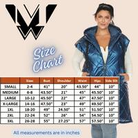 White Mark Women's Metallic Double Zipper Long Puffer Vest with Hood - Thumbnail 7