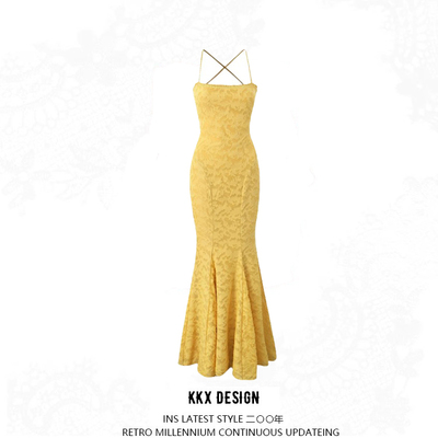 Cross-back straps hollow sexy suspender dress