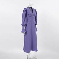 Waist-length purple A-line dress - Thumbnail 2