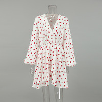Crepe cotton strawberry print dress - Thumbnail 3