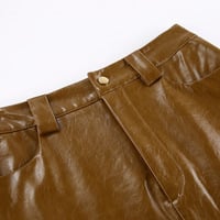 Commuter distressed high waist leather skirt maxi skirt - Thumbnail 1