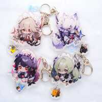 Zenless Zone Zero Character Art Keychains With Small Bangboo Charm - Clear Acrylic - Ultra High Quality - Thumbnail 1