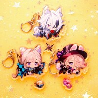 Fontaine, Sumeru, and more - Genshin Impact Chibi Animal Ears Style Keychains With Small Charm - Clear Acrylic - Ultra High Quality! - Thumbnail 2