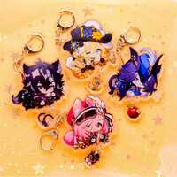 Fontaine, Sumeru, and more - Genshin Impact Chibi Animal Ears Style Keychains With Small Charm - Clear Acrylic - Ultra High Quality! - Thumbnail 3