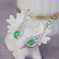 Natural Jade Earstuds Pair 925 Sterling Silver Stud Earrings Great Non-treated Jadite Fine Jewelry Great Gift for Birthday Anniversary - Thumbnail 1