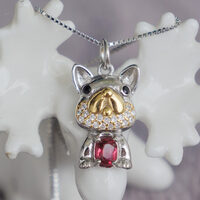 Jedi Spinel Dog Pendant Red Spinel 925 Sterling Silver Pendant Cute Dog Design for Kid Gift for Lady /Man - Thumbnail 3