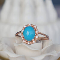 American Arizona Sleeping Beauty Turquoise Ring 925 Sterling Silver Ring Gift for Birthday Anniversary US size 7 - Thumbnail 2