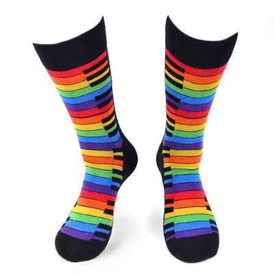 Rainbow piano keys novelty socks crazy music socks keyboard cool socks funny groomsmen socks rainbow colors of my life crew socks